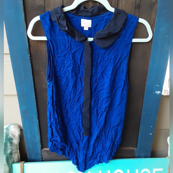 Anthropologie Peter Pan Collar Blue Top size 6 - Picture 1 of 4
